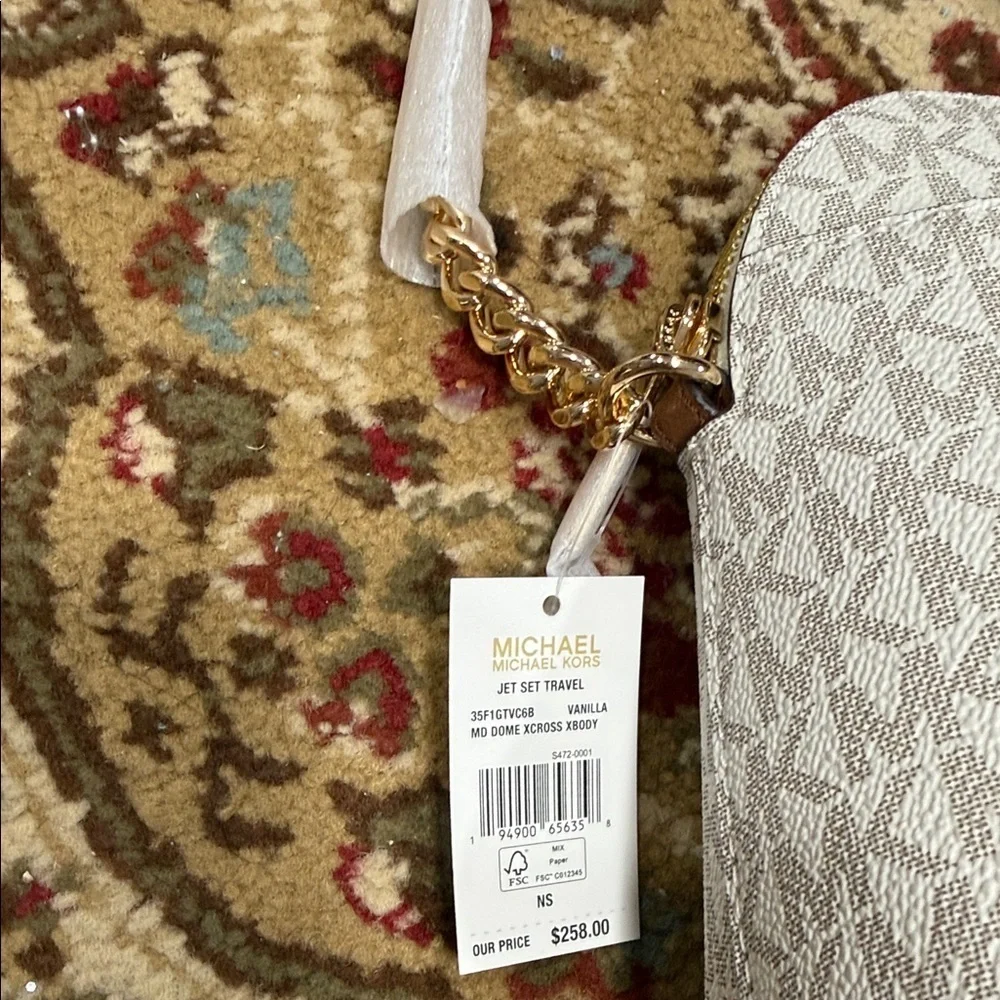 Michael Kors Cream and Brown Crossbody Bag